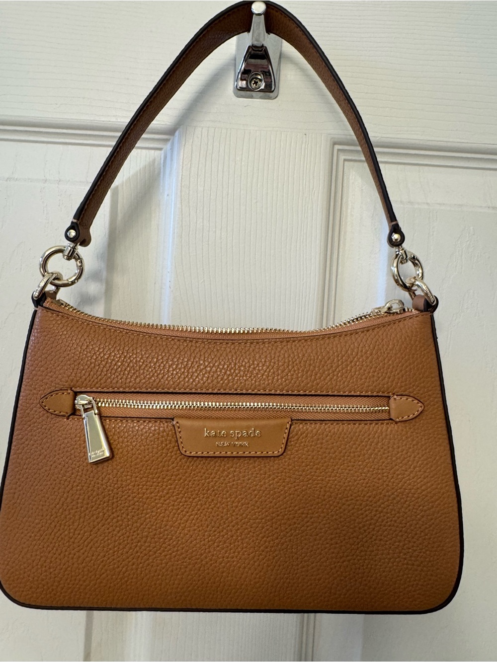 kate spade Tan Pebbled Leather Shoulder Bag with Gold Hardware